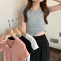 Short Women's Summer Design Sense Pink Slim-Fit Navel Hot Girl Women's Clothing T T-shirt Short Sleeve 2024 Summer New Clothes. 
