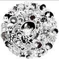 25Pcs/Set Mix Anime Black & White Randomly Graffiti PVC Waterproof Stickers For Luggage Skateboard Laptop - sticker. 