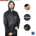 Full Waterproof Reflective Heavy Motorcycle Raincoat Rain suit with Trouser - Black (1 Set) Free Size.