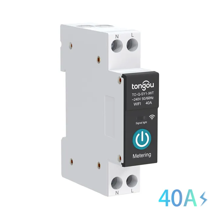 TUYA With Metering WIFI Smart Circuit Breaker 1P 63A DIN Rail for Smart Home wireless Remote Control Switch by APP (With Metering ）