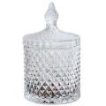 350ml Crystal Diamond Faceted Jar with Crystal Lid,Suitable as A Candy Bow.
