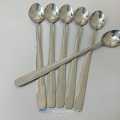 Rosy Long Handle pickling spoon 6 Pieces Stainless Steel Teaspoon Coffee Dessert Mixing Spoon Round Soup Spoon 8 inches. 