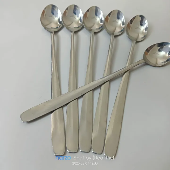 Rosy%20Long%20Handle%20pickling%20spoon%206%20Pieces%20Stainless%20Steel%20Teaspoon%20Coffee%20Dessert%20Mixing%20Spoon%20Round%20Soup%20Spoon%208%20inches%20-%20Image%206