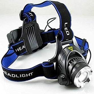Rechargable LED Head Lamp Flash Light Torch - Black