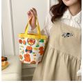Cute Cartoon Bucket Bag Printed Portable Canvas Bag Student White Collar Office Worker Bento Snack Bag. 