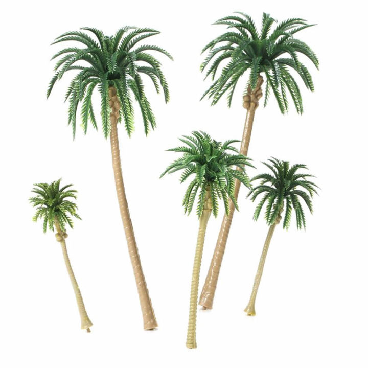 5 Pieces Model Coconut Palm Train Scenery Miniature Landscape Scenery Diorama Models Architecture Trees
