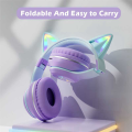 Wireless Headphones RGB Cute Cats Girls Kid Gift Headset Control Lights Earphone Music Gaming Headsets +Microphone. 