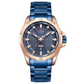 NAVIFORCE NF9161 Royal Blue Stainless Steel Analog Watch for Men - RoseGold and Royal Blue.