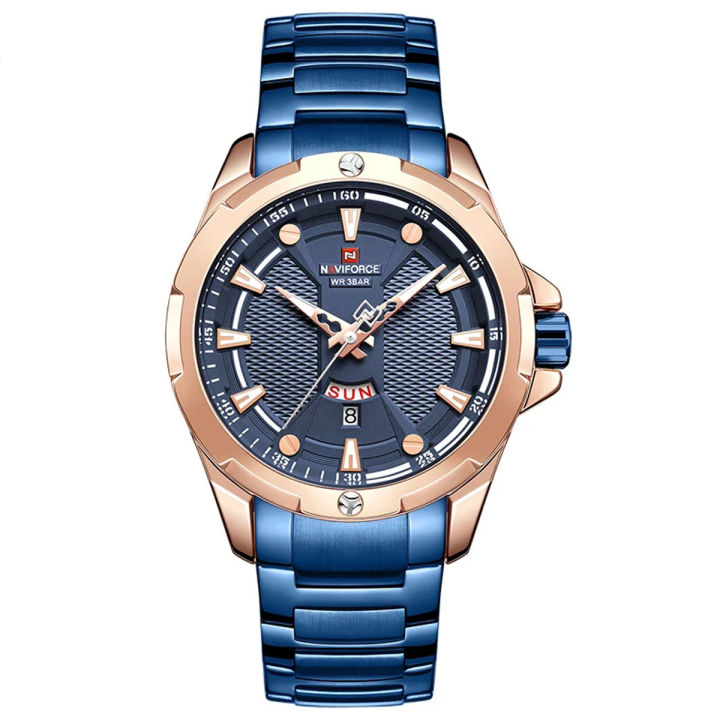 NAVIFORCE%20NF9161%20Royal%20Blue%20Stainless%20Steel%20Analog%20Watch%20for%20Men%20-%20RoseGold%20and%20Royal%20Blue%20-%20Image%203