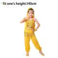 Kids Belly Dance Costumes Set Oriental Kids Indian Dance Costume 140cm Yellow.