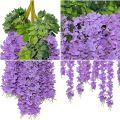 Purple Wisteria Artificial Flowers 12Pcs Hanging Garland Wedding Flower String Silk Flowers Home Garden Wedding Decoration.