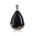 【Hannah Martin Store】Vintage Natural Quartz Teardrop Flower Gemstone Necklace Pendant Water Drop Pendants. 
