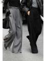 Wide Leg Suit Pants Women Old Money Style Korean Fashion Baggy Pleated Trousers Female Office Wear Elegant Gray Pants.