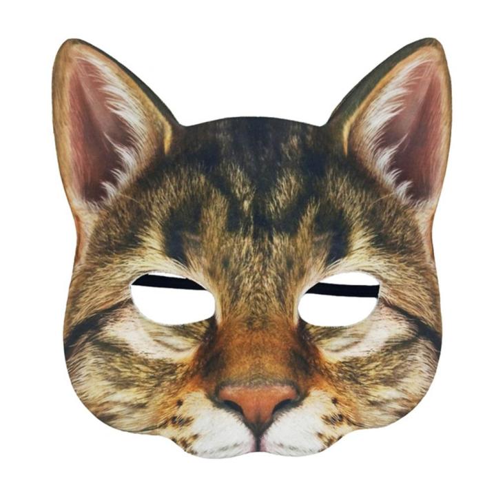 Lifelike Cat Half Face Cover Masquerade Cosplay Mask Halloween Party Head Cover Halloween Cosplay Party Carnival Prop