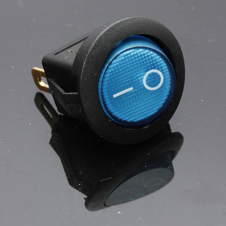 12v DC Round Rocker Switch with Blue Light Illumination