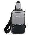 Casual Chest bag Small USB charge shoulder bag Oxford Waterproof USB charging port Nylon Cross bag for Outdoor Male. 