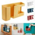 Multi-Functional Wall Mount Phone Charging Holder Stand With Extra Storage Box, Remote - Mobile Stand - Mobile Stand.
