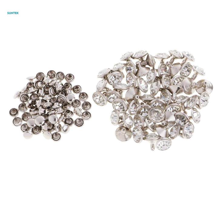 4x50 Pieces Rhinestone Rivets Studs Buttons for Sewing Crafts 7mm ...