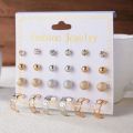 Trendy Mixed Design Pearl Stud Earrings for Women New collection - 12 Pairs Earring for Women - Earring Set for Girls Stylish Simple Top - Kaner Dul - Kaner Dul.