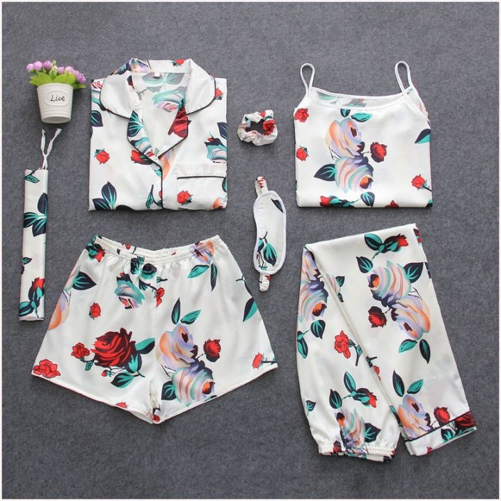 7%20Pieces%20Womens%20Silk%20Satin%20Pajamas%20Sets%20Pyjamas%20Set%20Sleepwear%20Pijama%20Pajamas%20Suit%20Female%20Sleep%20Two%20Piece%20Set%20Loungewear%20-%20Image%206