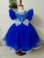 Party Dress/ Frock for Baby/Kids/Children Girls (Age 0-8 Years) – Blue  Fluffy Frock with Puff Sleeves - Eid Collection! Birthday/Wedding/Party/Comfortable/Summer/Winter. 