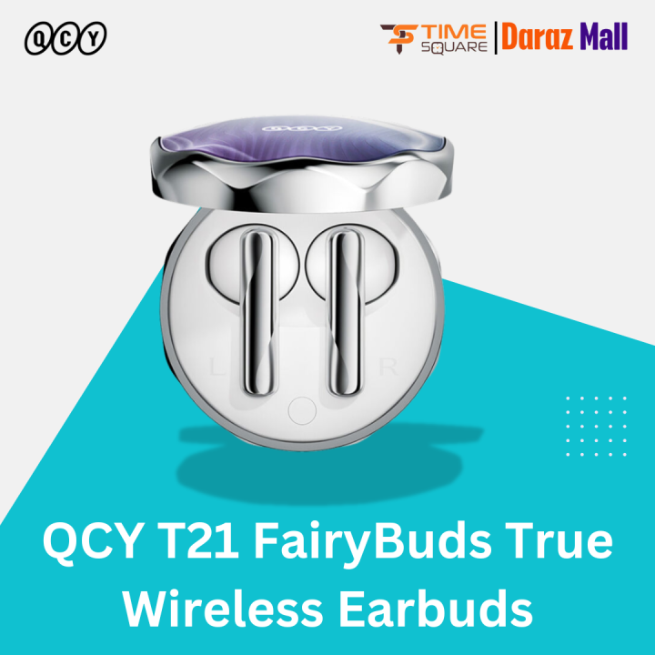 QCY T21 FairyBuds True Wireless Headphones TWS Earbuds In Ear Bluetooth 5.3 Ergonomic Design Deep