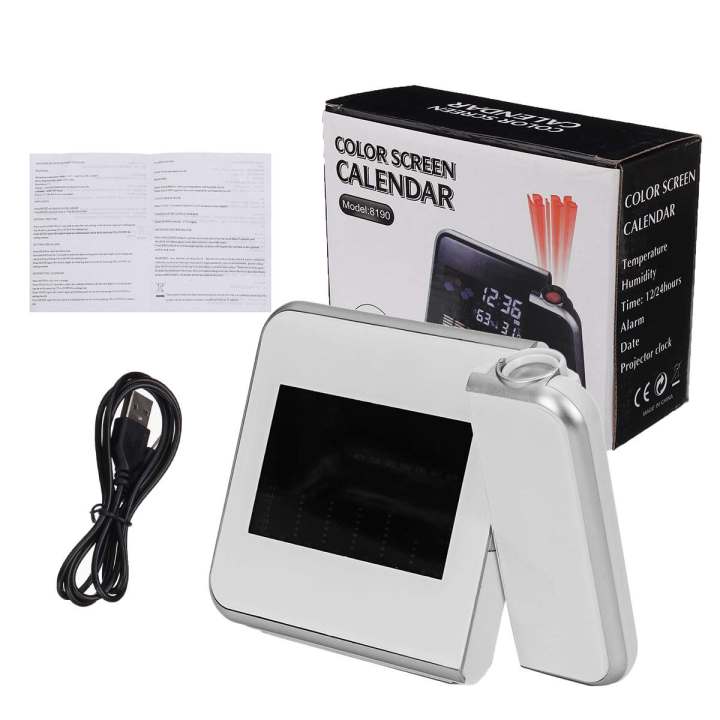 Creative Attention Projection Digital Weather LCD Snooze Clock Bell Alarm Display Backlight LED Projector Home Clock Timer