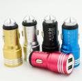 Duel USB Port Fast Car Charger 2.4A/1.0A Multi colour.
