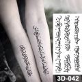 Arabic Letter Waterproof Temporary Tattoo Stickers Black Word Sanskrit Language Text Tatto Arm Chest Body Art Tattoos Women Men. 