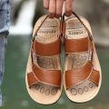 Summer Men Leather Sandals Classic Mens Shoes Beach Slippers Soft Sandals Male Roman Sandal Comfortable Outdoor Walking Footwear.