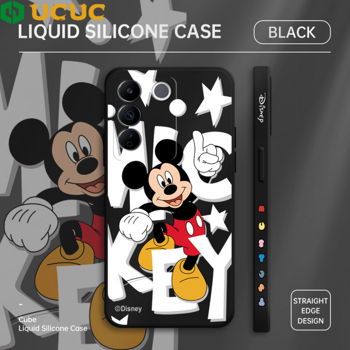 UCUC for Vivo V27 5G / V27 Pro 5G Back Cover Cute Cartoon Characters Ultra Thin Soft Luxury Square Multicolor Liquid Silicone Phone Case