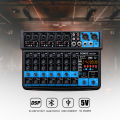 BOMGE 8 channel mini audio mixer  Line Mixer ，DC 5V，with MP3 Player,Bluetooth, U disk 48V ,24DSP  effects, USB recording  Ideal for Small Clubs or Bars, Studio Recording. 