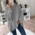 2022 Women Sweater Oversized Turtleneck Pile Collar Autumn Winter Long Sweater Loose Pullover Stretchy Knitwear suéteres свитер.