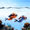 Blue Fat Man Aquarium Decoration Resin Floating Diver Fish Tank Ornaments Plants Decor Cute Camera Oxygen Cartoon Character Ball. 