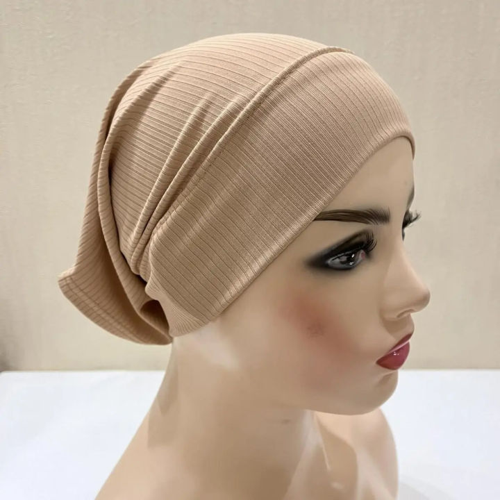 Muslim wear Black hijab inner cap for women synthetic soft cotton