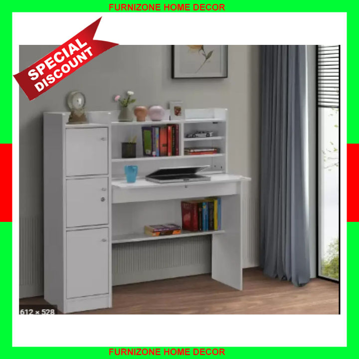 White Three Palla Study Table | Reading Table | Writing Table Premium Quality By FurniZone BD