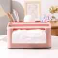 1 PCS Tissue Storage Box, Study Table Organizer with Draw, Remote Holder Tissue Case, Plastic Tissue Case with Stationary Organizer Tray B. 