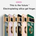 Luxury Plating Silicone Shockproof Phone Case For Google Pixel 8 7 Pro 7A 6A 5A Metal Ring Magnetic Holder Stand Soft Back Cover Abandon Abandon.