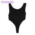 Amamia Women One-piece Bikini See-through Underwear Bodysuit Swimwear Swimsuit. 