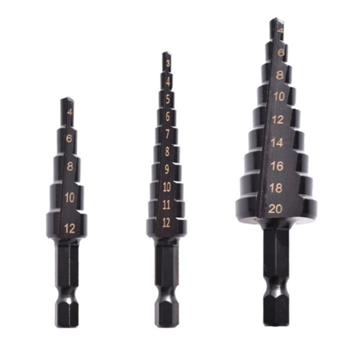 JAERBEE%204Pcs%203-12%204-12%204-20mm%20HSS%20Straight%20Groove%20Step%20Drill%20Bit%20Nitride%20Twist%20Drill%20Wood%20Metal%20Hole%20Cutter%20Core%20Drilling%20Tools%20-%20Image%206