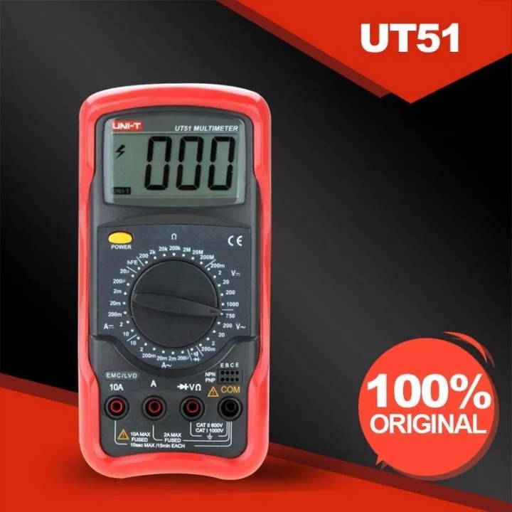 Uni-T UT51 Digital Multimeter Standard DC/AC Voltage Current Resistance ...