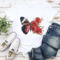 T-shirts Women 2022 Floral Butterfly Cute Vintage Summer Clothing 90s Tshirt Top Lady Print Clothes Stylish 2021 Tee T-Shirt.