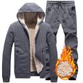 Winter Men Set Warm Thick Hooded Jacket+Pants 2PC Sets Men Lamb cashmere Hoodies Zipper Tracksuit Man Sports Suit Plus size 5XL.