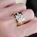 Classic High Carbon Diamond High Men's Diamond Ring Imitation Moissanite Plated Yellow Gold Domineering Wedding Ring Wholesale.