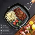 Steak Frying Pan Cast Iron Steak Grill Pans Non-Stick Frying Pan Wooden Handle Folding for Kitchen Fry Cooking Steak. 