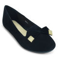 Bata Black Suede Ballet Flat shoe for Women. 