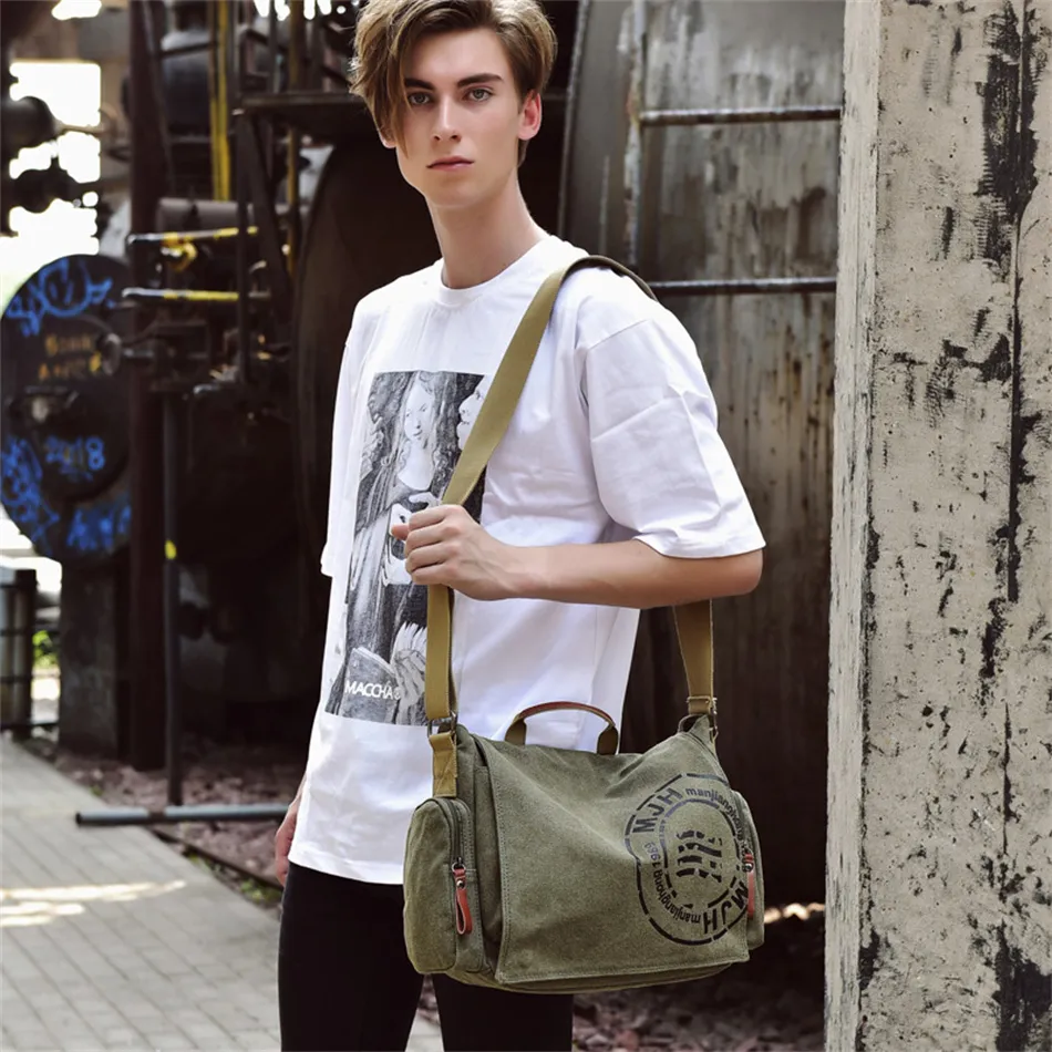 Men's Fashion Canvas Shoulder Bags Business Travel Crossbody Bags