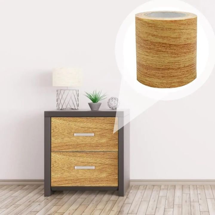 【NEW】 2.2 Inch X 15Ft Realistic Wood Grain Repair Adhensive Duct Tape Furniture Renovation Skirting Line Floor Sticker Waterproof