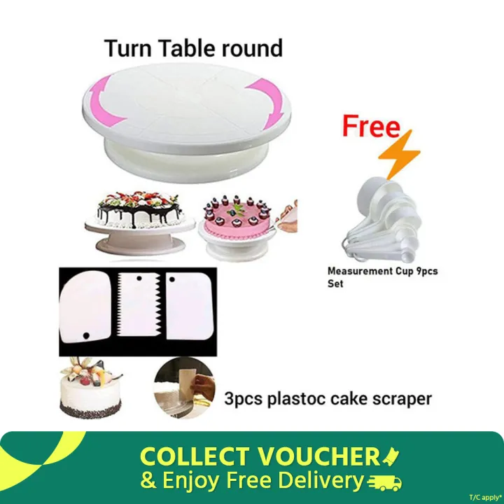 Combo%20Cake%20Decorating%20Turn%20table%20&%203%20PCS%20Plastic%20Cake%20Scraper%20Free%20Measurement%20Cup%20set%20-%20Image%202