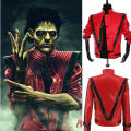 Rare Classic MJ MICHAEL JACKSON Costume Thriller Red Black Jacket For Fans Imitator Best Gift Halloween Clothing. 